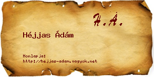 Héjjas Ádám névjegykártya